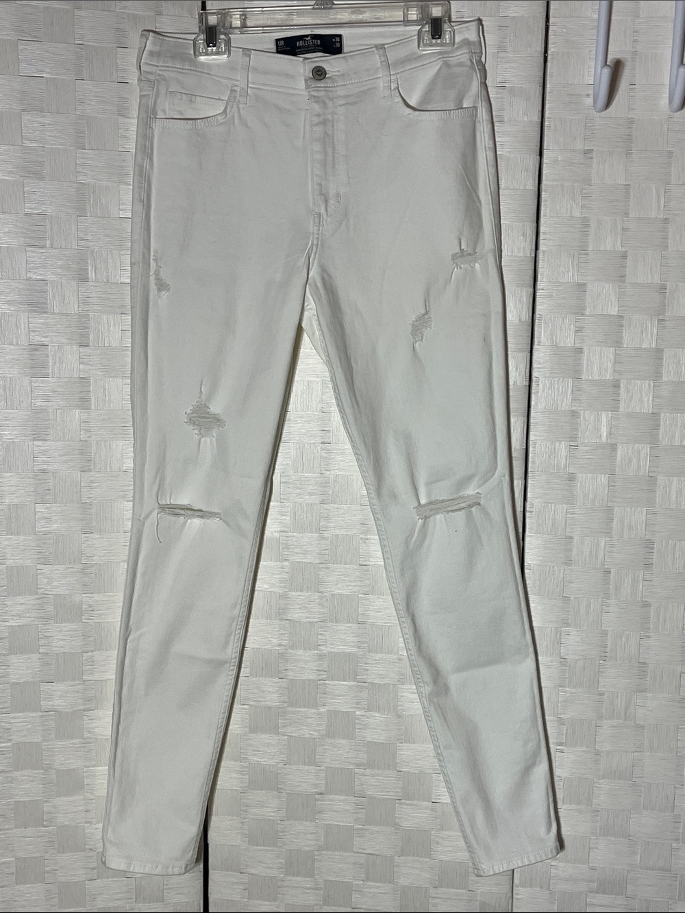 Hollister White Skinny Ripped Jeans